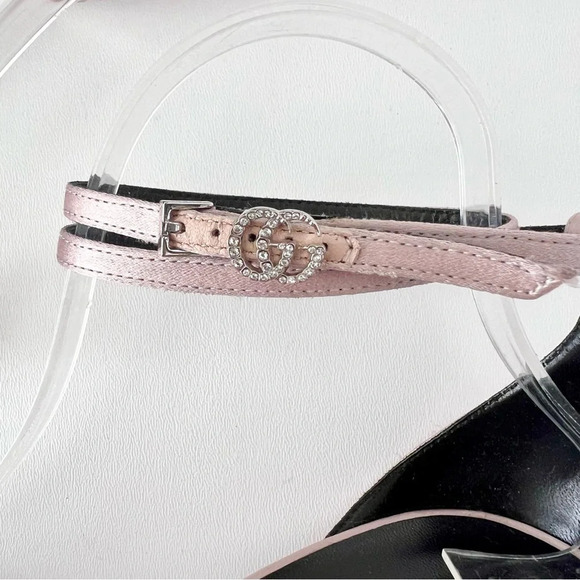 NEW GUCCI  Crystal Embellished GG Ankle Wrap Light Pink High Heel Sandals US 9.5 - Picture 7 of 13